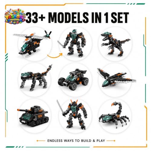 Image of Yashoni Automotive Building Blocks Toy Set for Kids | 10+ Construction Models in one Set| Aircraft, Excavator, Jeep, Car Model Building Kit | Educational STEM Toy | Ages 6+ (Magic 33 Change)