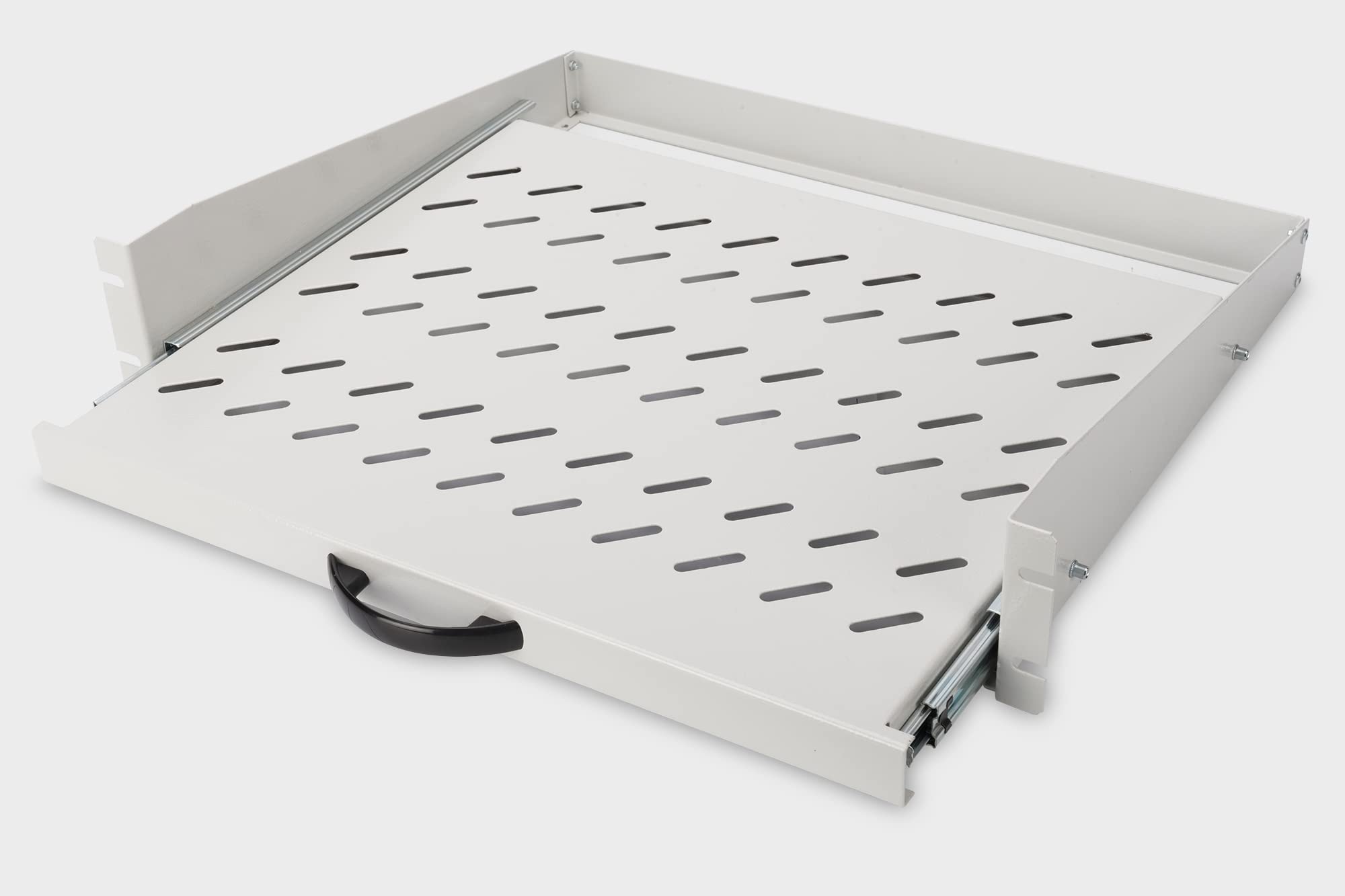DIGITUS Ripiano Estraibile - 19 Pollici - 2U - Montaggio Frontale - Portata 30 kg - per armadi di Rete e Server - A Partire da 450 mm di profondità dell'Armadio - Grigio