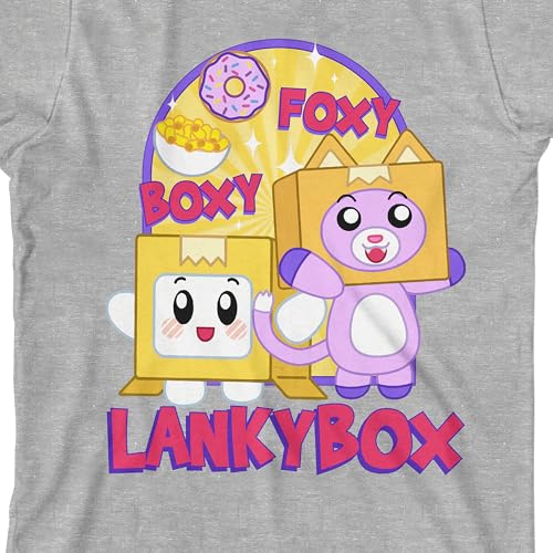 Bioworld LankyBox Boxy & Foxy Crew Neck Short Sleeve Athletic Heather Boy's T-Shirt2