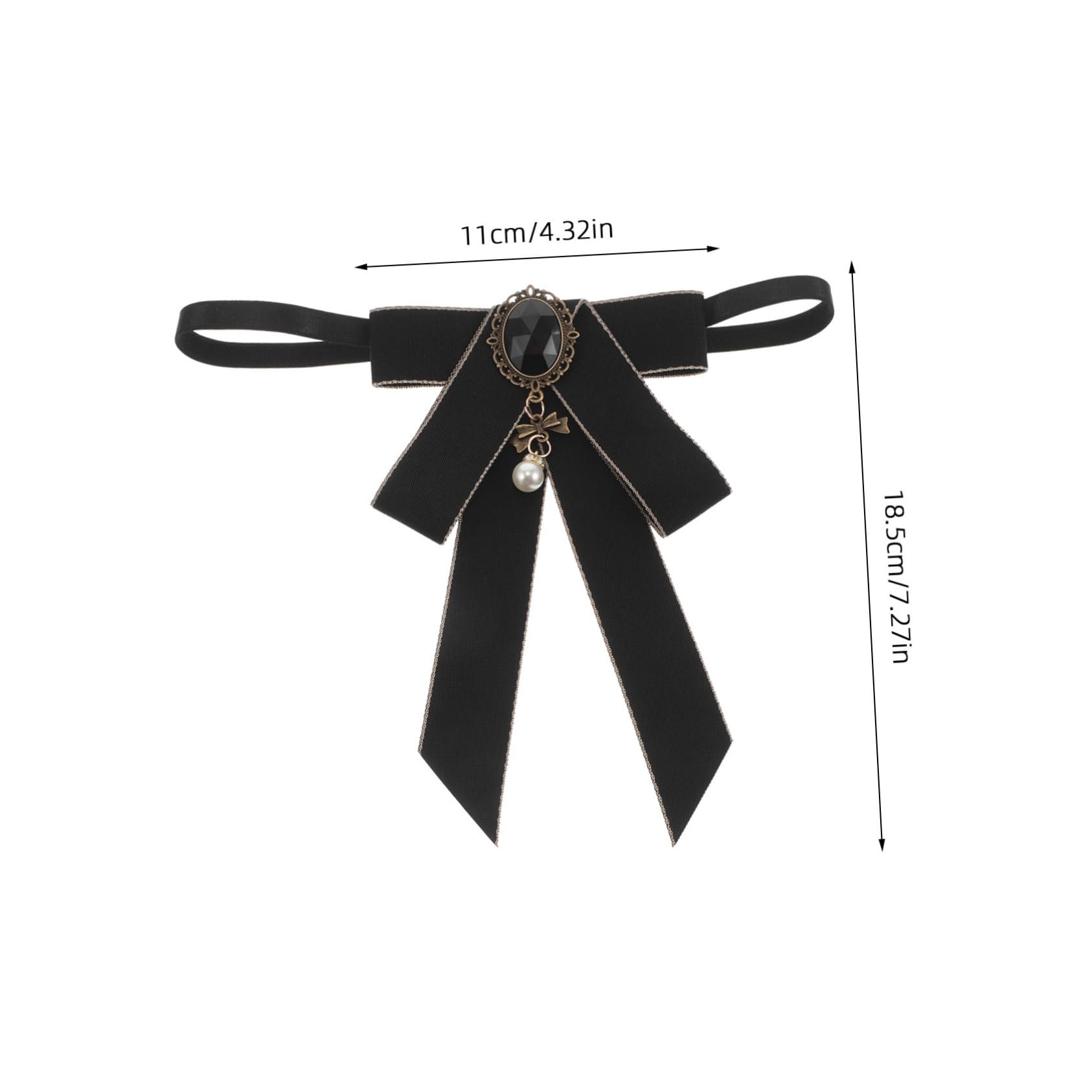 Beaupretty Pre Tied Bow Tie with Rhinestone Pearl Stylish Uniform Accessories for School and Casual Wear Durable and Design Minimalist British and Korean Style