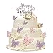 CCUCKY Farfalla Cupcake Topper, Happy Birthday e Decorazioni per Torte con Farfalle di Carta per Feste di Compleanno, Matrimoni, Dessert (Rosa e Viola)