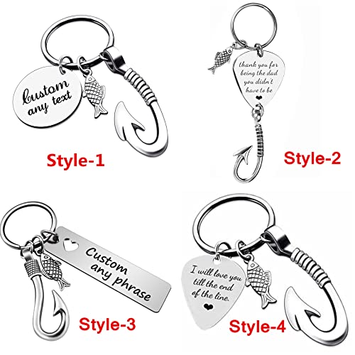 Kooer Fishing Lure Hook Key Chain Personalized Fishhook Keyring Fishman for Men Father Dad Husband4