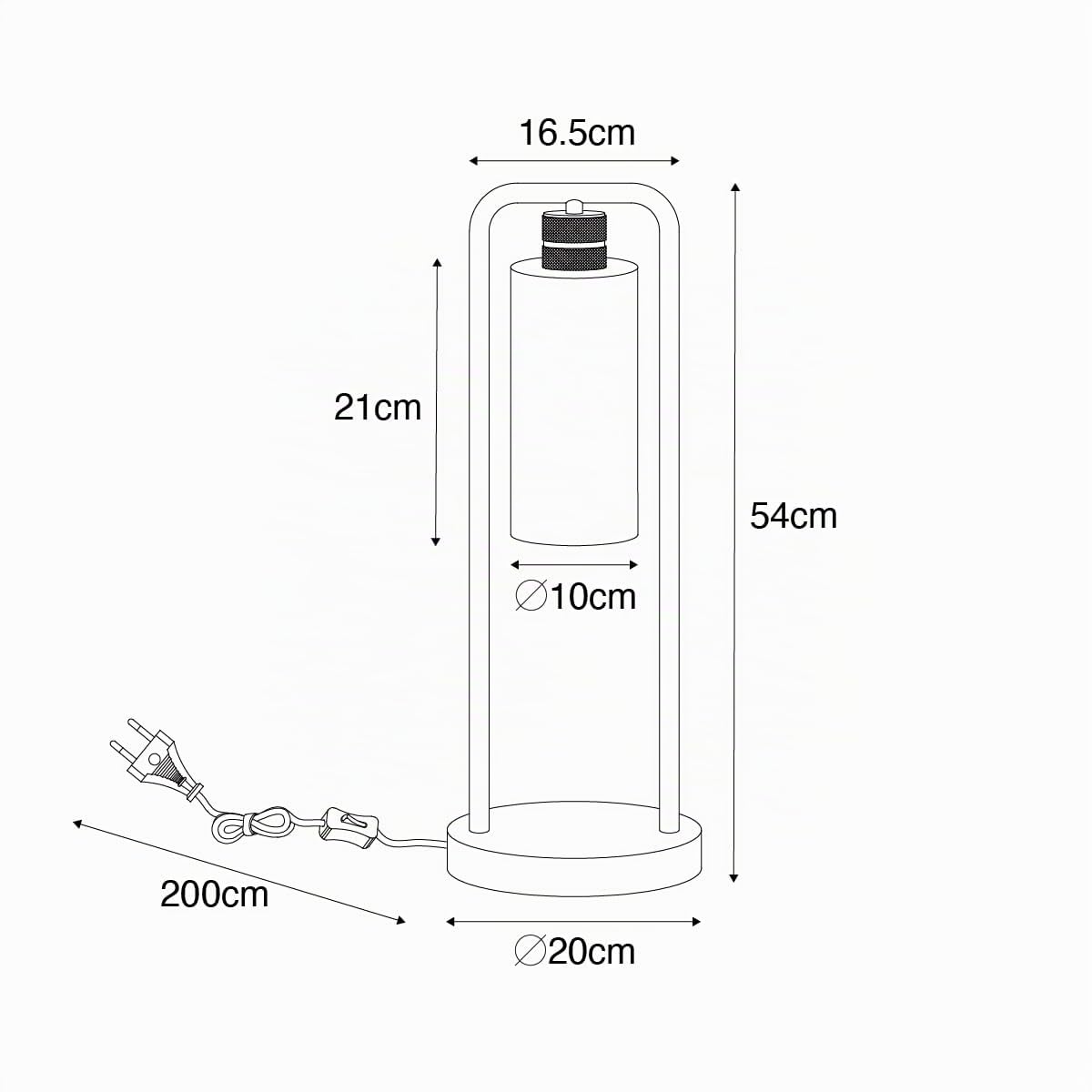 Qazqa Modern Tischleuchte mit Glas, Tischlampe - Stavelot - Schwarz mit Rauchglas, max. 40W, Geeignet für LED, 54cm, Ideal als Schlafzimmerlampe und Wohnzimmerlampe