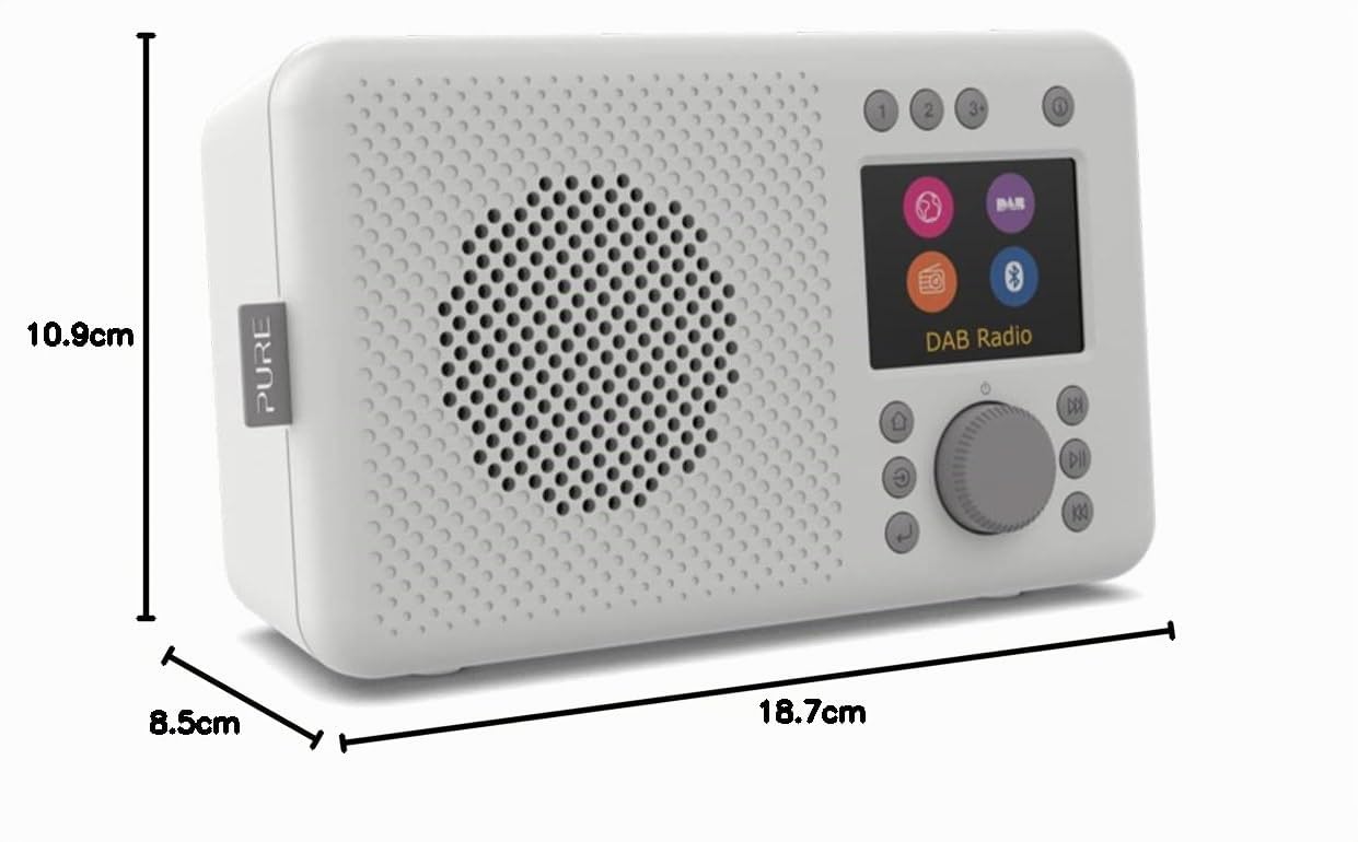 Pure Elan Connect tragbares DAB+ Radio mit Bluetooth 5.0 (DAB/DAB+ & UKW Radio, TFT Farbdisplay, 20 Senderspeicher, Preset-Tasten, 3.5mm Klinkenstecker, Batteriebetrieb möglich, USB) Stone Grau