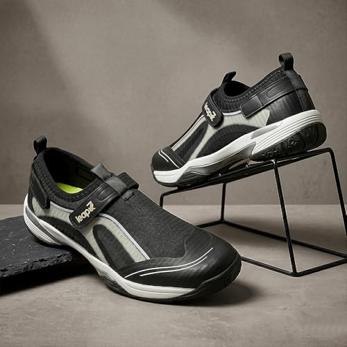 Image of Liberty leap7x NEWRACE-1E Black & Light Grey Sports Non Lacing Walking Shoes for Men