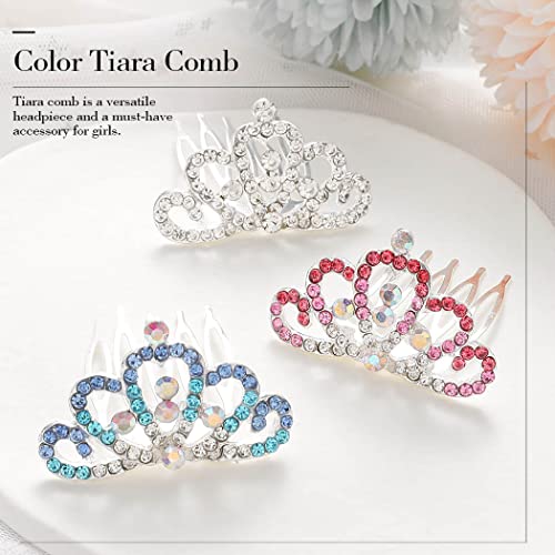 Kilshye Mini Tiaras Comb Girls Princess Tiara Hair Combs Silver Crytal Crown Costume Birthday Crowns Hairpiece For Kids thumb #5