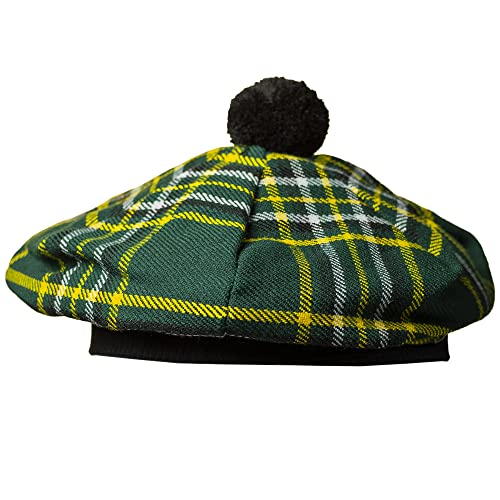 Image of Scottish Tam O' Shanter Hat Tartan Bonnet Pom Pom Wool Flat Cap One Size