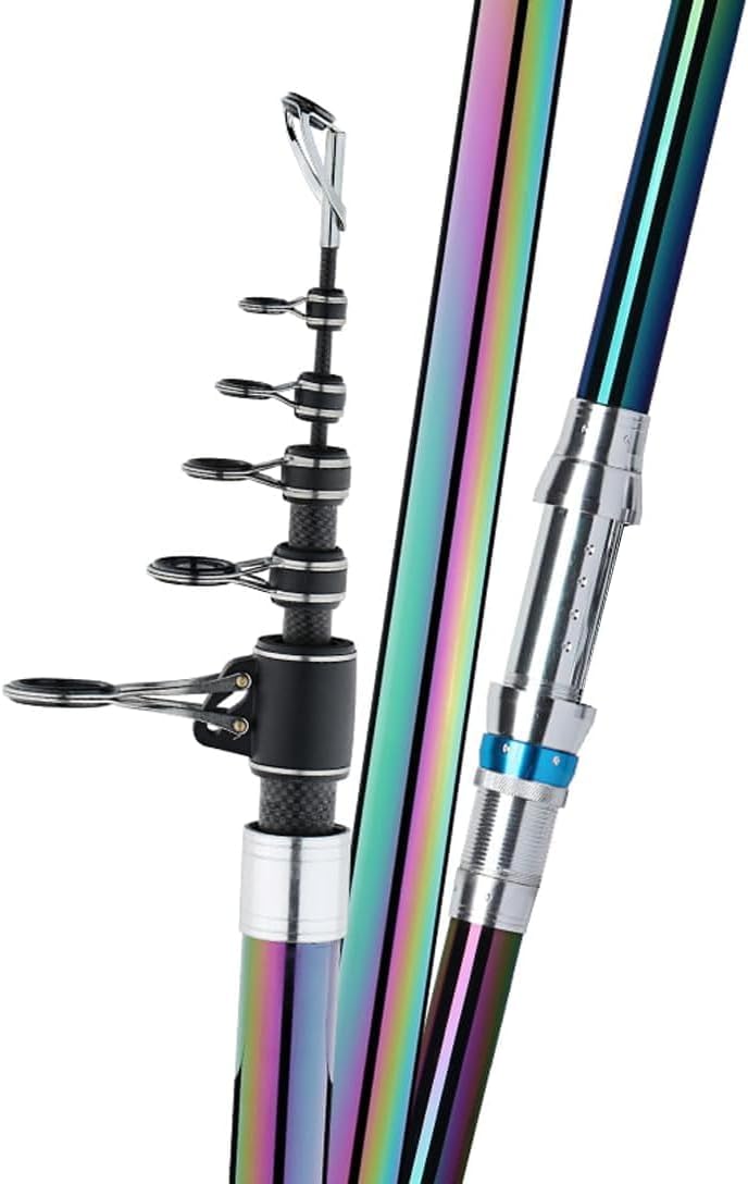 Cast Rod, Swing Rod, Lure Rod with Spinning Reel, Compact, Lightweight, Extendable, Convenient to Carry, Carbon Fiber, For Sea Water, Rivers, Lakes, Embankments, Saltwater and Freshwater Use, Squirrel Rod, 1.6 ft (3.6 m), 1.5 ft (4.2 m), 16.5 ft (4.2 m), Color: Fishing Rod (main body only), Size: 16.3 ft (4.2 m)