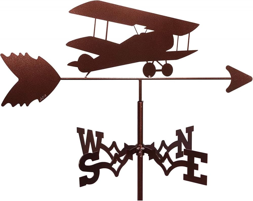 TAXXII Weather Vane,Decoive Garden Mount Yard Stake Decoions, Stainless Steel Farm Scene Wind Direction Indicator Professionnel Measuring Tool-Airplane
