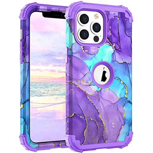 Image of Hocase for iPhone 13 Pro Max Case, Heavy Duty Shockproof Protection Soft Silicone Rubber Bumper+Hard Plastic Hybrid Protective Case for iPhone 13 Pro Max (6.7 inch) 2021 - When Purple Meets Blue
