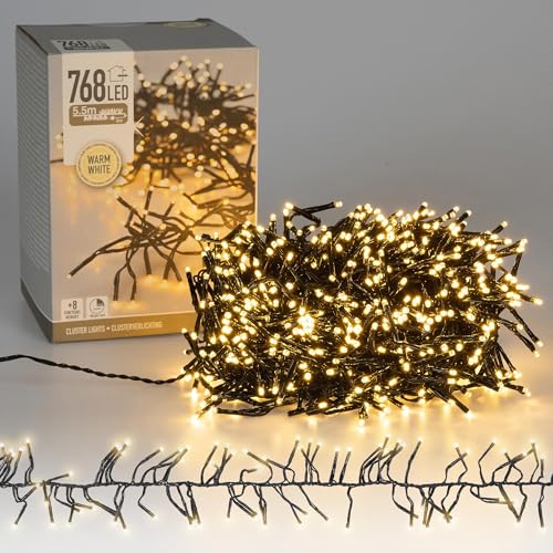 ECD Germany LED Cluster Lichterkette 5,5 m 768 LEDs Warmweiß mit...