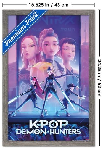 Image of Netflix KPop Demon Hunters (2025) - One Sheet Wall Poster, 22.4L inch x 14.7W inch, Barnwood Framed Version