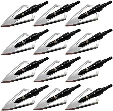 Eggdis Black Archery Arrowheads Broadheads with 2 Blade for Hunting (100 Grain,pack of 12)