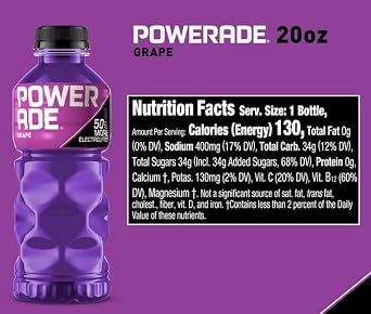 POWERADE Grape Bottles, 20 FL OZ, Bottles (12)