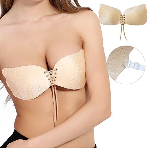 LamourLove Strapless Bra Self Adhesive Push Up Bra Reusable Silicone Invisible Backless Bras for Women