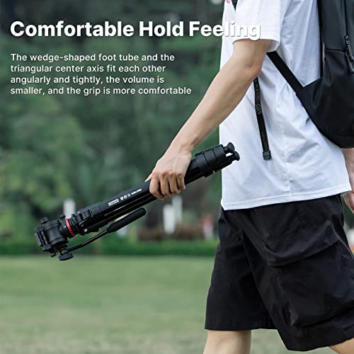 Image of UURig ULANZI MT-56 Camera Tripod Stand with Fluid Head, for Sony Nikon Canon Fujifilm DSLR Camera Video Shooting, W Cell Phone Holder Vlogging Travel Tripod Mount - Ombra 62.99 Inch