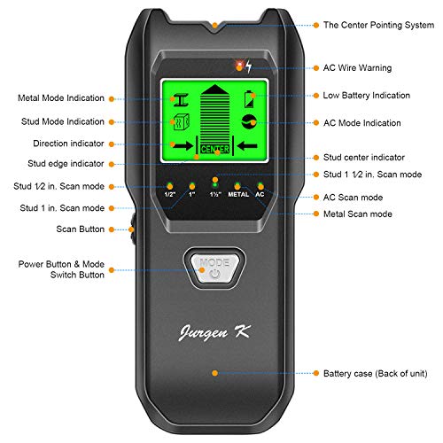 Stud Finder 5 in 1 Multi-function Upgraded Smart Stud Sensor, Wall Scanner with Battery for the Center & Edge of Metal, Studs and AC Wire, Pipe Detector for Walls