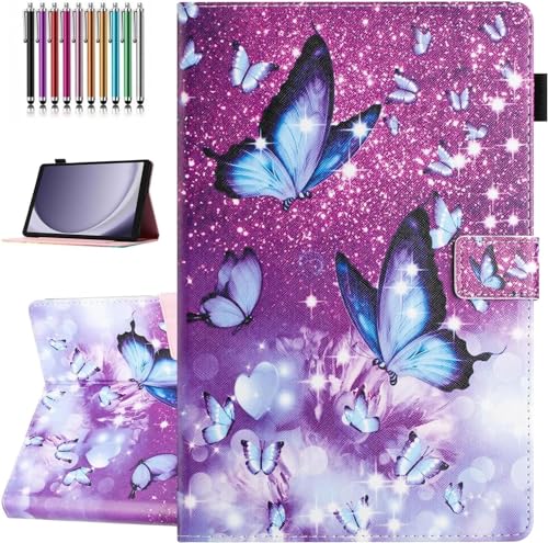 YUNHOTIC Case for Lenovo Tab M9 (9 inch 2023 Model) TB-310FU, Auto Wake/Sleep, Premium PU Leather Folding Stand Cover with Pen Holder & Multiple Viewing Angles - Butterfly