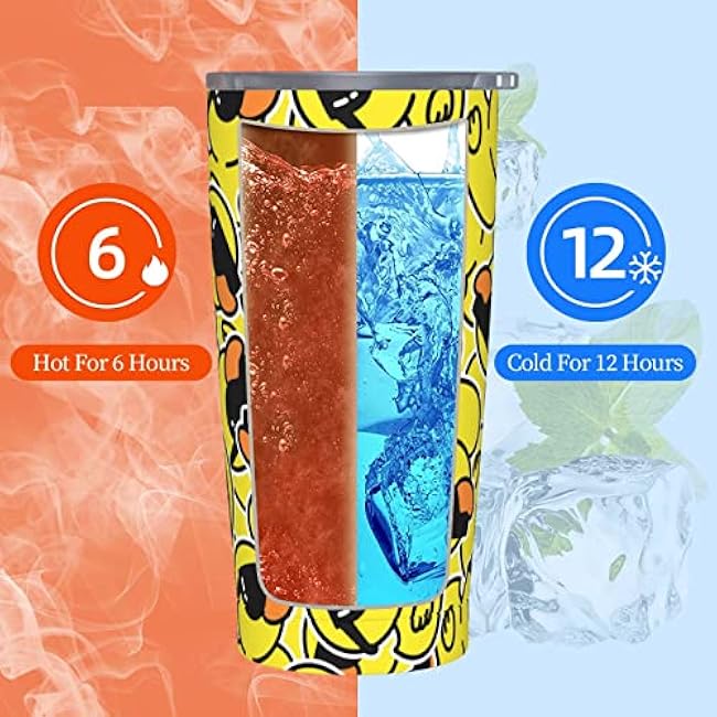 Dujiea 20oz Tumbler With Lid And Straw, Rubber Duck Sunglasses Vacuum Insulated Iced Coffee Mug Reusable Travel Cup Stainless Steel Water Bottle