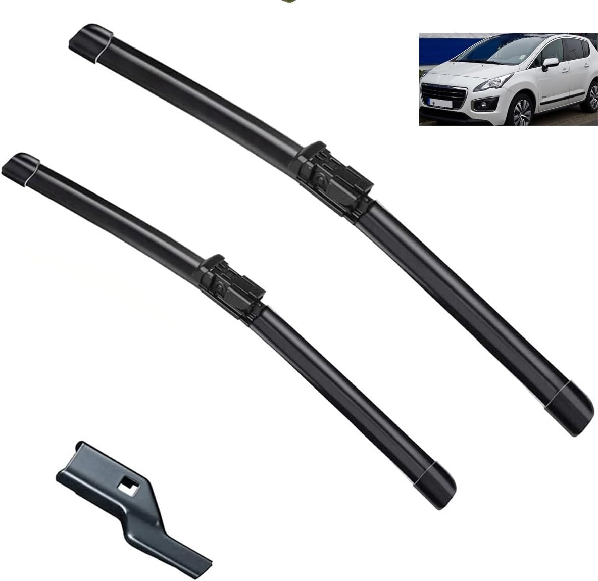 MadongJ Windshield Windscreen Wiper Blades for Peugeot 3008 MK1 2008–2015, Replacement Blades All-Weather Performance Streak-Free Windshield Wipers