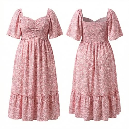 Image of Plus Size Summer Dresses - Maxi Casual Wedding Guest Graduation Easter Long Dress with Pockets