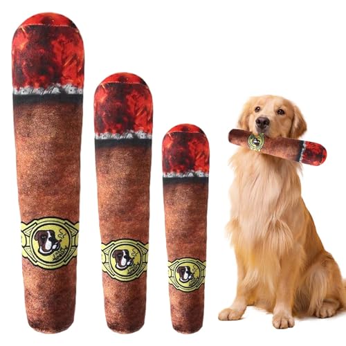 SNONESIY Hundespielzeug Zigarette - 3 Pcs Plüsch Medium Indoor Unparfümiert Chew Toy Zahnen Kauen Langeweile-Buster Alle Hunde Alle Altersstufen