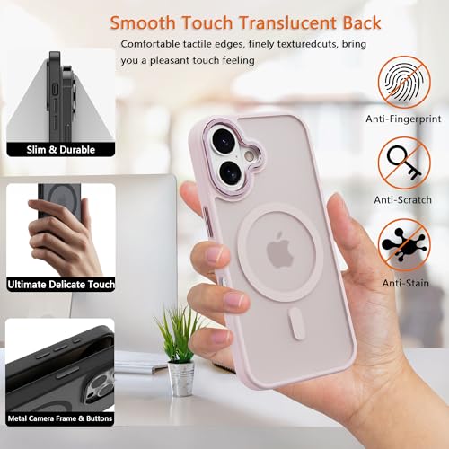 Image of Magnetic for iPhone 17 Phone Case, [Compatible with MagSafe], Screen Protector X1, [Military Grade Drop Protection],Matte Finish,Slim,Shockproof,Protective (Pink, iPhone 17)
