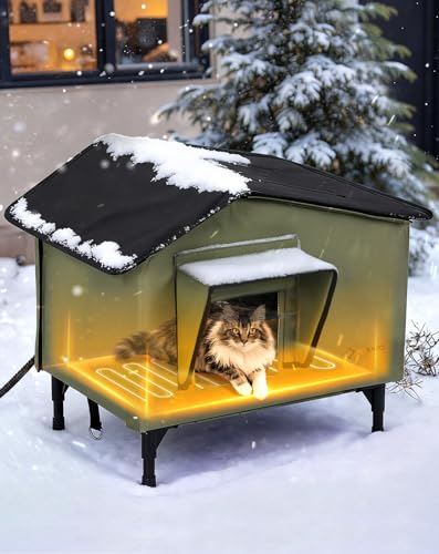 Heated Cat House for Outside Weatherproof in Winter