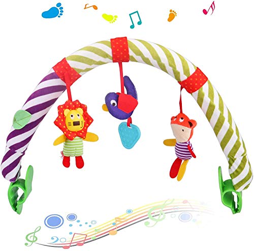 Sunny Stroll Jouet Arc pour bébé avec hochet et et Appareil BB, 0 Mois, Arche de Voyage avec de Jolis Personnages à Suspendre sur Une Poussette
