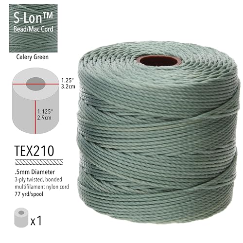Cordon nylon #18 vert céleri Beadsmith S-Lon TEX210 pour bijoux en micro-macramé et perlage