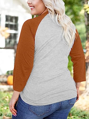 Plus Size Halloween Pumpkin Shirt Women 3/4 Sleeve Tops Its Fall Yall Print Tshirt Thanksgiving Gift3