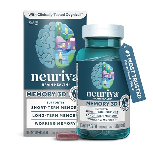 NEURIVA Memory 3D Brain Supplement - Decaffeinated Nootropic Capsules for Memory, Focus, & Cognitive...