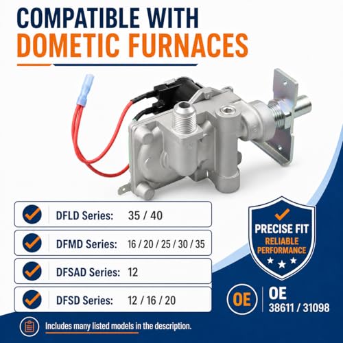 Image of AITKEN 31098 RV Furnace Gas Valve Kit for Atwood & Dometic | Fits Atwood & Dometic Furnaces; Replaces 31098 /38611