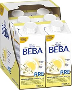 BEBA PRE Anfangsmilch trinkfertig, von Geburt an, Babynahrung, nur Laktose, ohne Palmöl, 6er Pack (6 x 200ml)