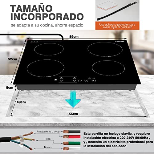 Hornos Y Parrillas, Kitchen parrilla induccion 4 quemadores Marca SANGKEE (3)