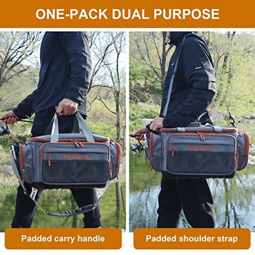 Moishow Fishing Tackle Bags,Fishing Bag For Saltwater Or Freshwater (#Grey) Tackle Box Bag - Padded Shoulder Strap - Fishing Gear Storage - Tackle Bag For Fishing, Camping, Hiking, Travel #TOP6