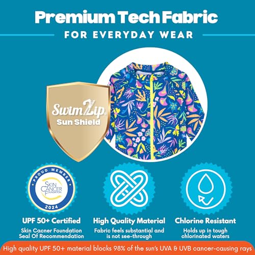 Image of SwimZip Girls' 3 Pc Swim Set w /Long Sleeve Rash Guard, Tankini & Shorts UPF 50+