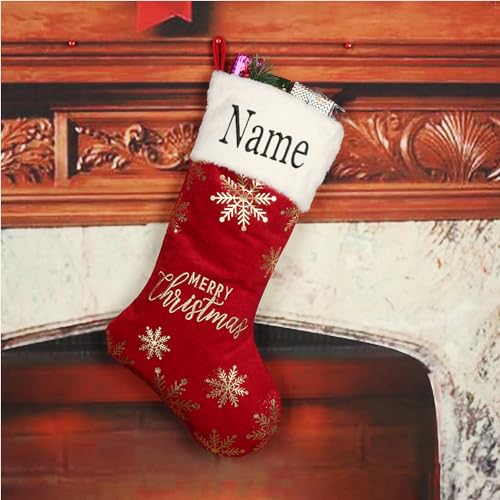 REEG Chaussettes de Noël personnalisées avec nom - Chaussettes de Noël pour elle - Cadeau personnalisé avec nom pour la famille - Chaussette de Noël pour la ferme - Père Noël (personnaliser, Bourgogne