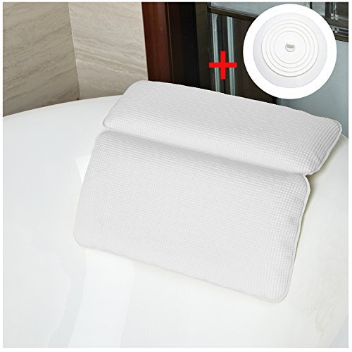 Bath Pillow, Kapmore Non Slip Bathtub Pillow Home Spa Bath Pillow Stopper-Comfort Neck Rest Back Support Bathtub (White Bath Pillow)