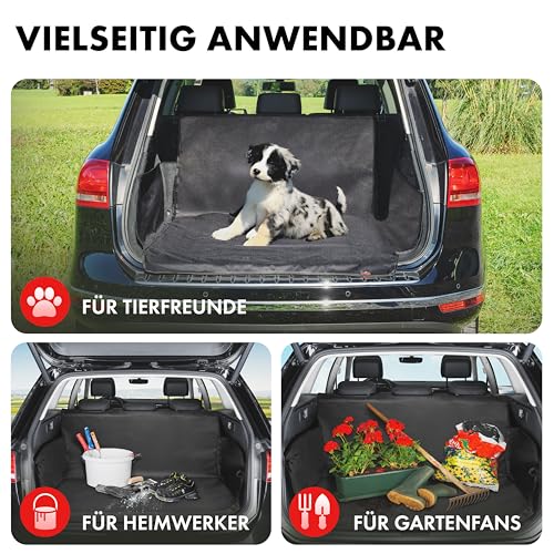 WALSER Kofferraumdecke Cäsar, Kofferraummatte mit Seitenschutz, Universeller Kofferraumschutz Hund, Auto-Hundedecke, Wasserabweisende Kofferraummatte, Schwarz