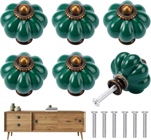 AetherAurora 6 Pièces Bouton De Meuble Vintage, Boutons D'Armoire En CéRamique, Ceramic Cabinet Knobs avec Vis Pour Maison, Bureau, Armoire de Cuisine,...