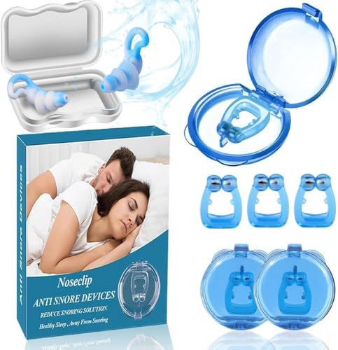 6PCS Nasenklammer Schnarchen Schnarchstopper,1 Paar Ohrstöpsel gegen Schnarchen,Anti Schnarch Nasenclip für Herren und Damen,Nasenklammer...