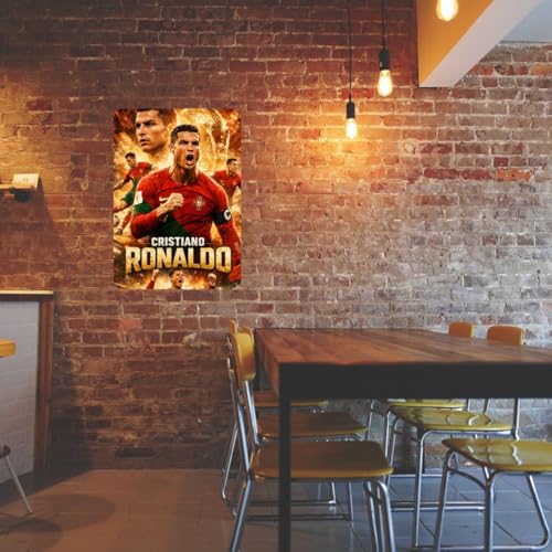 Image of Zesta Bathroom Decor Items Washroom Decor Tin Sign | Aesthetic Posters Wall Poster for Bedroom | Magnetic Cafe Decoration Items / Restaurant Decorations Items | Quirky Home Decor Bar Accent (Ronaldo (2))