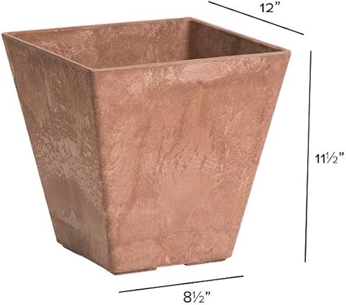 Miniatura 4 de Artstone 35129 Ella - Maceta cuadrada de 12 pulgadas, color óxido