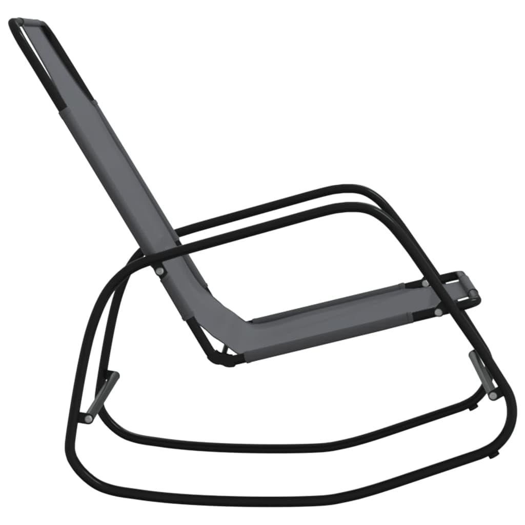 Chaises Longues à Bascule, Lot de 2, Acier Thermolaqué et Textilène Respirant, Design Confortable et Moderne, Fauteuil Salon Relax, Rocking Chair Extérieur,Balcon, Couleur Gris, 89 x 58 x 93.5 cm