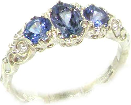 Anillo de plata de ley 925 auténtica de Tanzanita para mujer