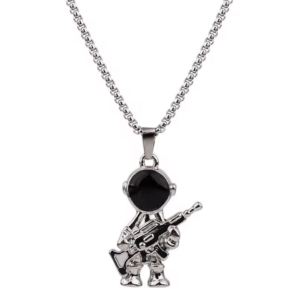 frolics india Astronaut Pendant Necklace for Men | Stainless Steel Space Man Chain with Black Helmet | Trendy Boys Fashion Jewellery | Modern Wear Pendant for Men & Gamers |-picture-32