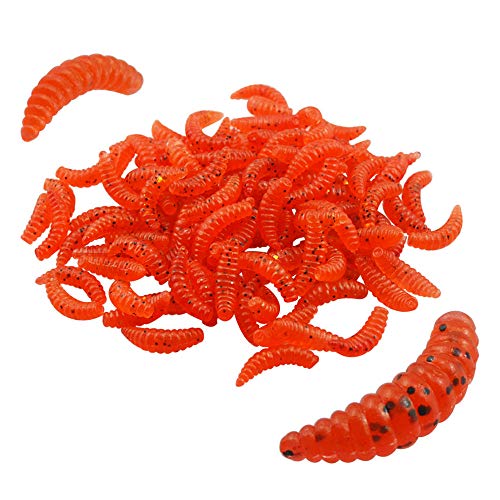 Senven Artificial lombriz, silicona suave biomimética Cebo lombriz Señuelos pesca lombriz Simulación Gusanos rojos plástico Ambiente verde Fuerte tentación Cebo Falso - Red Worm 100Pcs