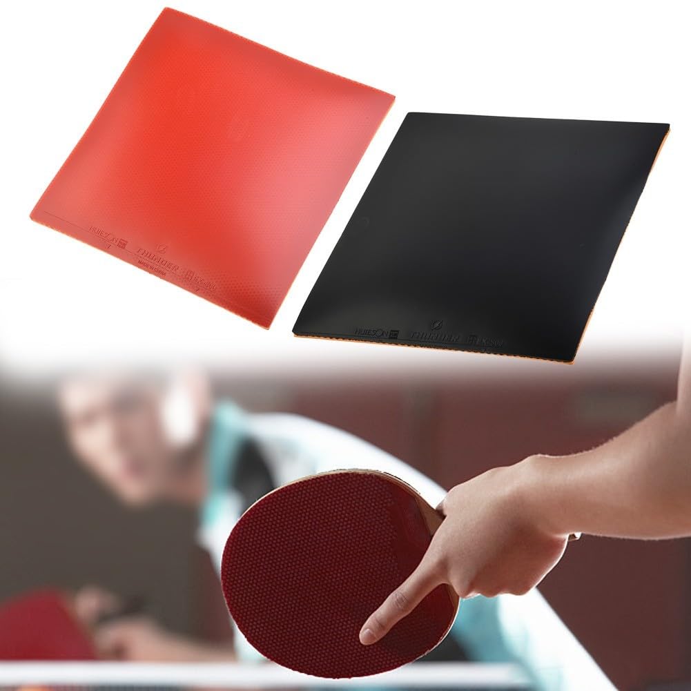 Gdfnmogo Spugna rigida in gomma professionale da ping pong, racchetta da ping pong, accessori per ping pong in gomma, spugna dura in gomma (nero + rosso)