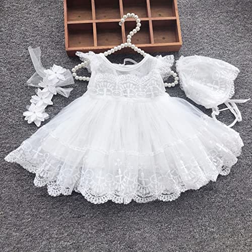 Vestido de batizado para bebês meninas recém-nascidas, floral, bordado, renda, vestido de tule com c